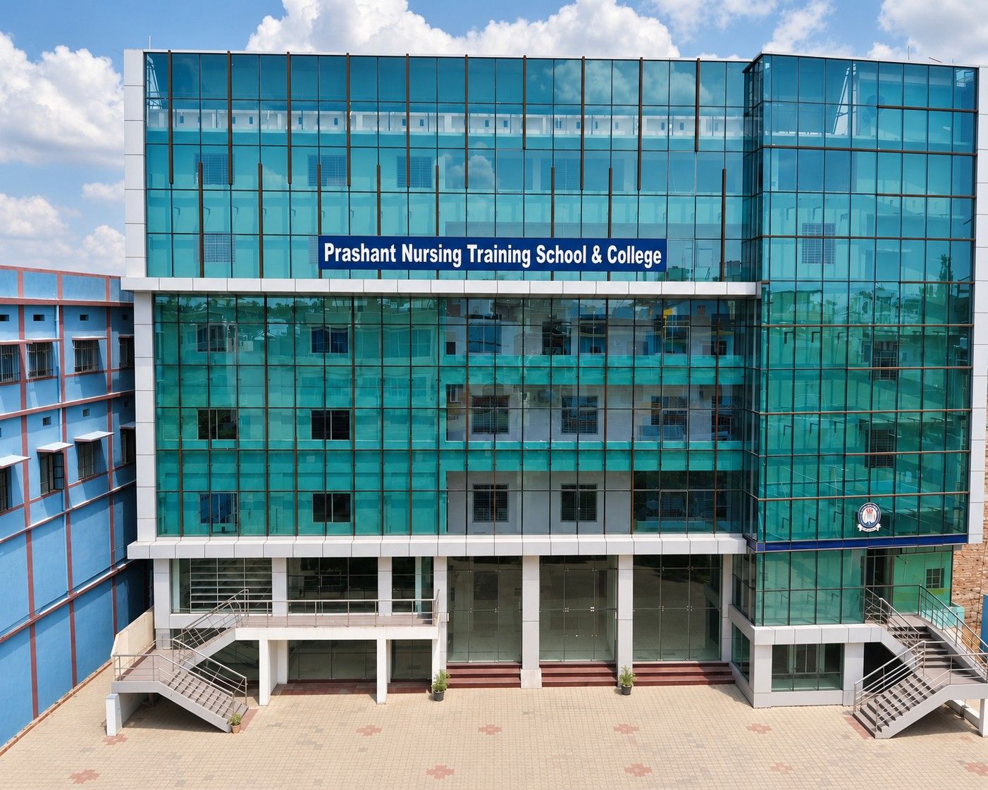 The glass-fronted college building in Muzaffarpur