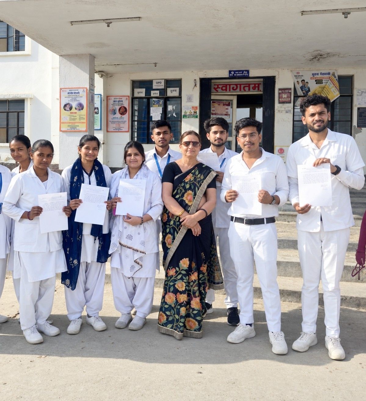 Students after a community visit to the primary health centre at Kudhani