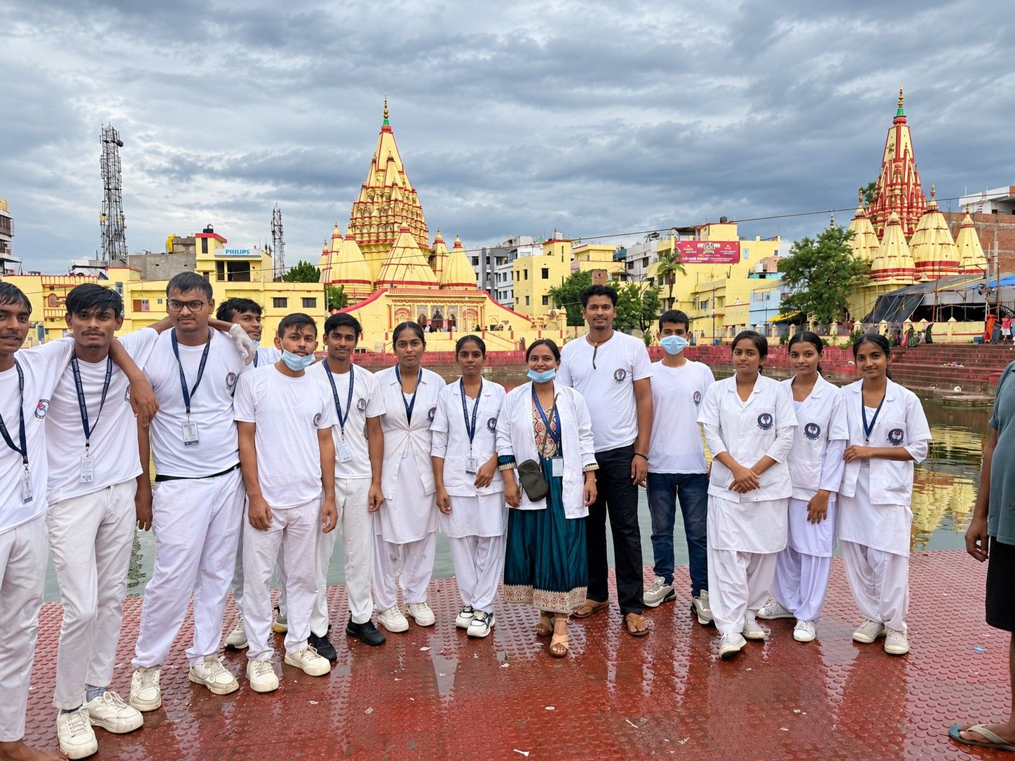 Students and a tutor after a cleanliness drive in Muzaffarpur